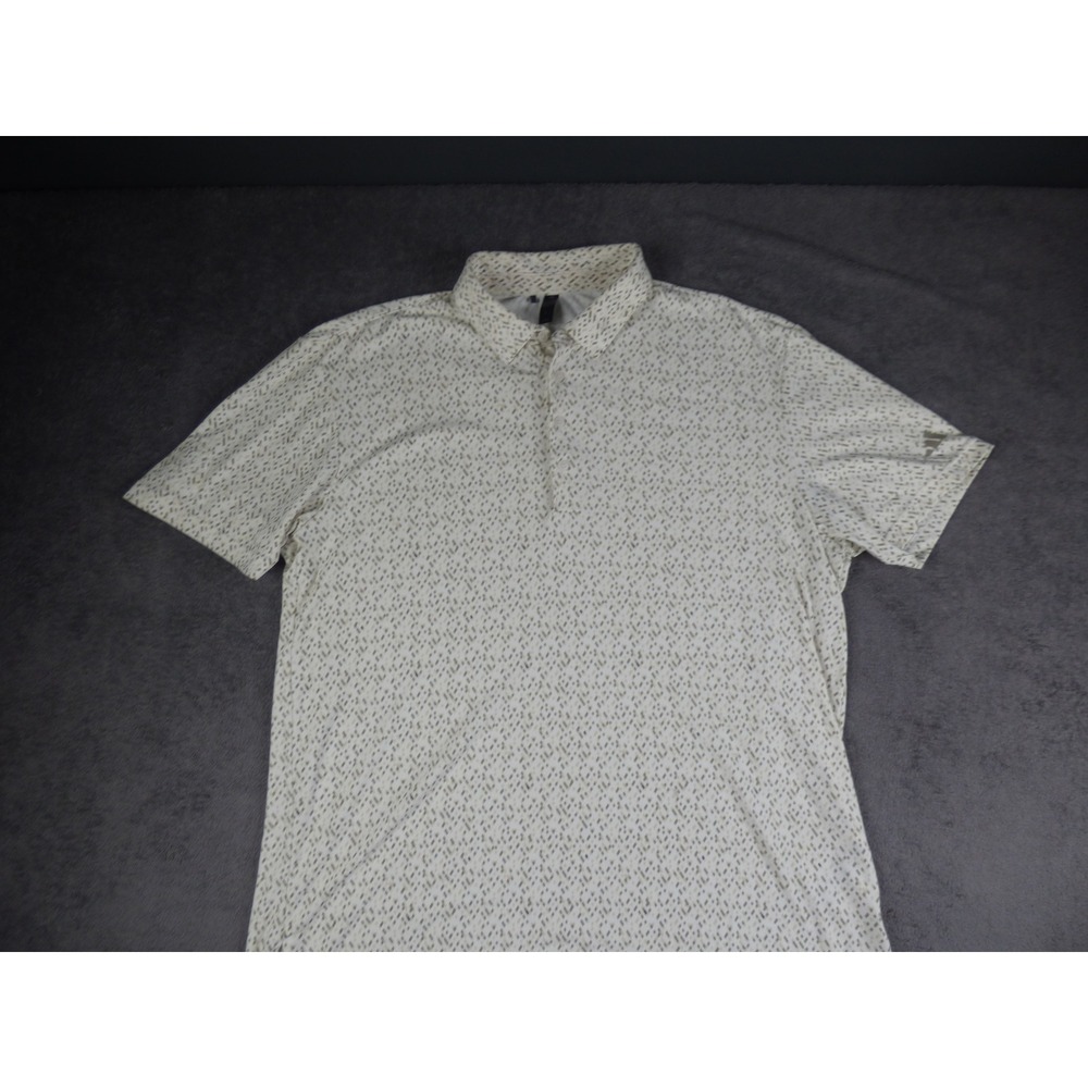 Adidas Golf Polo Mens Large White Geometric Diamond Print PGA Tennessee Shirt